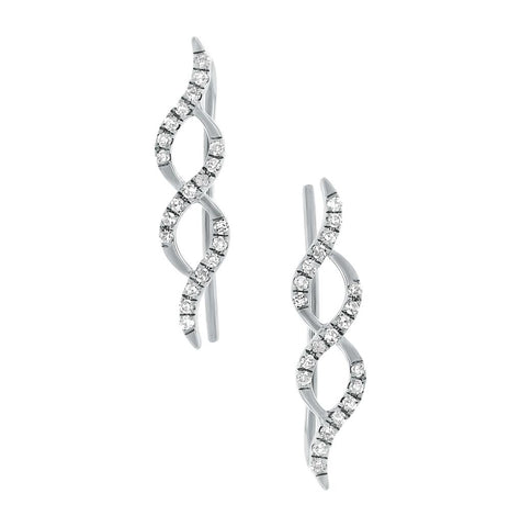 0.14 Ctw 14k White Gold Diamond Ear Crawler Earring