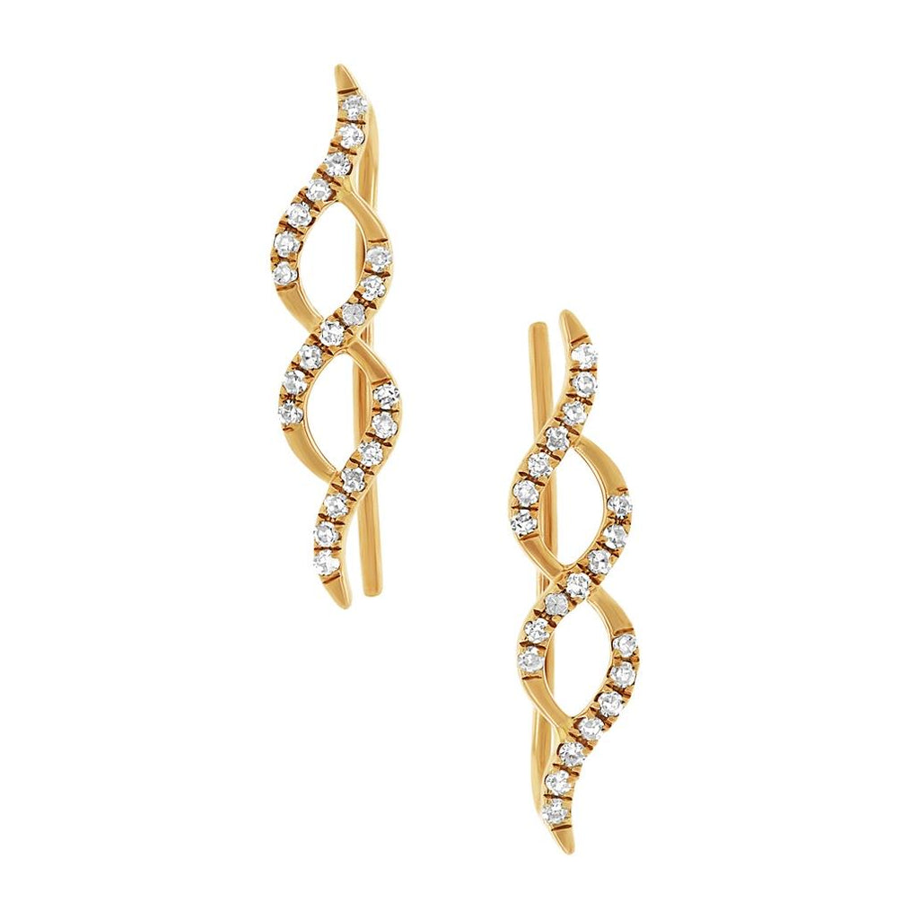 0.14 Ctw 14k Yellow Gold Diamond Ear Crawler Earring