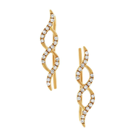 0.14 Ctw 14k Yellow Gold Diamond Ear Crawler Earring