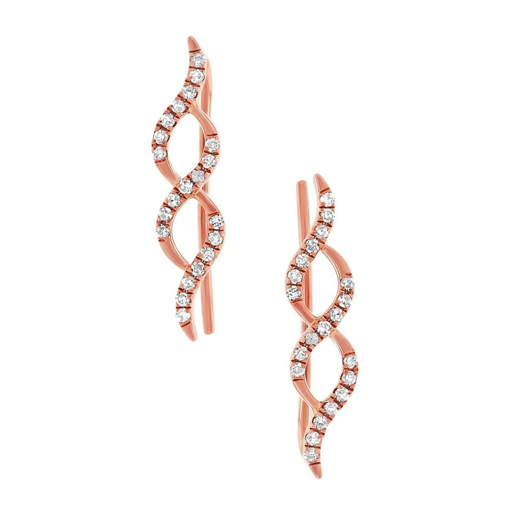 0.14 Ctw 14k Rose Gold Diamond Ear Crawler Earring