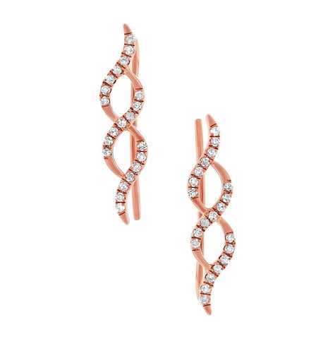 0.14 Ctw 14k Rose Gold Diamond Ear Crawler Earring