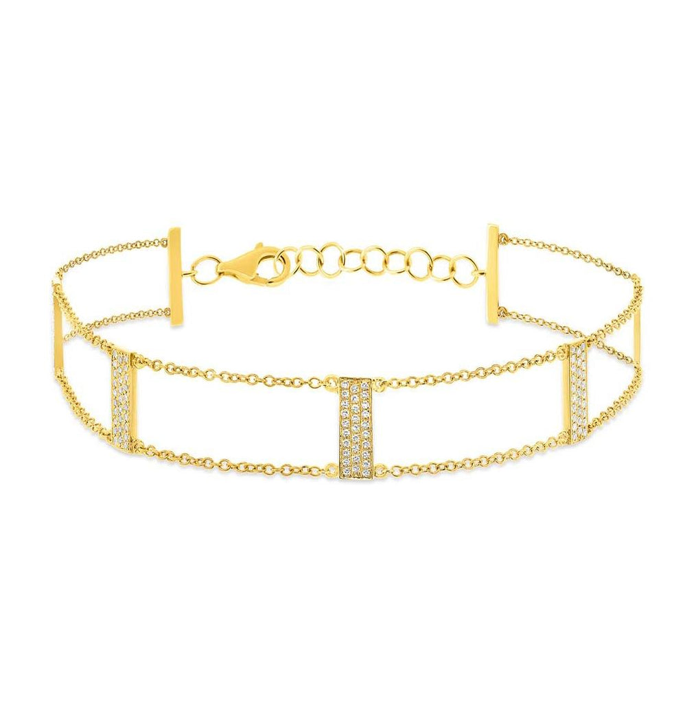 0.40 Ctw 14k Yellow Gold Diamond Ladder Bracelet