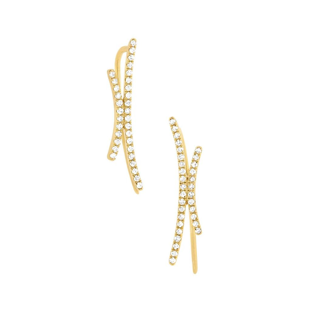 0.20 Ctw 14k Yellow Gold Diamond Ear Crawler Earring