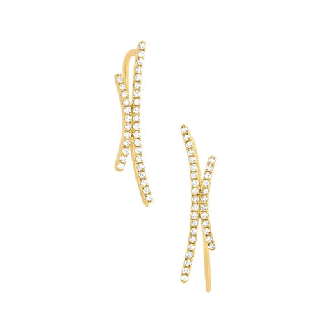 0.20 Ctw 14k Yellow Gold Diamond Ear Crawler Earring