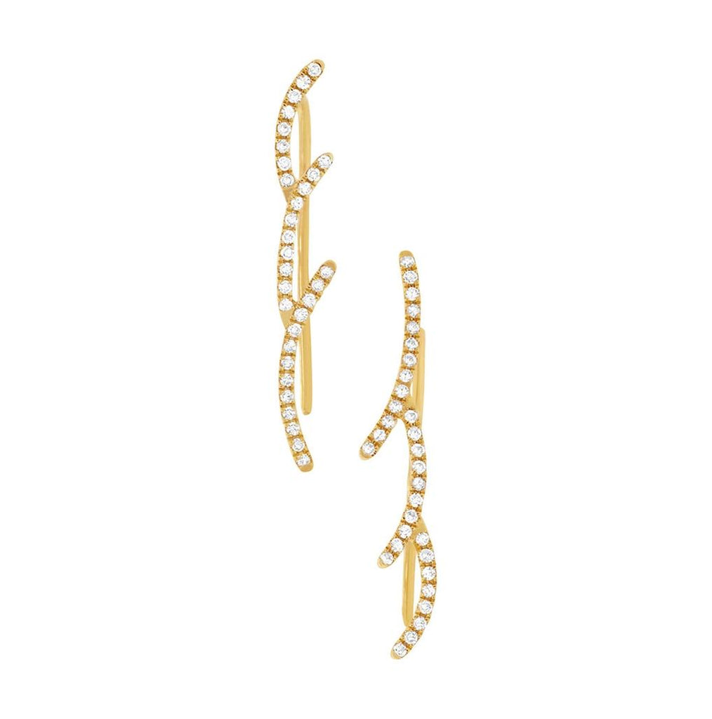 0.19 Ctw 14k Yellow Gold Diamond Ear Crawler Earring