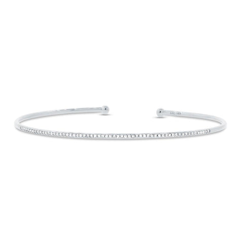 0.17 Ctw 14k White Gold Diamond Bangle Bracelet