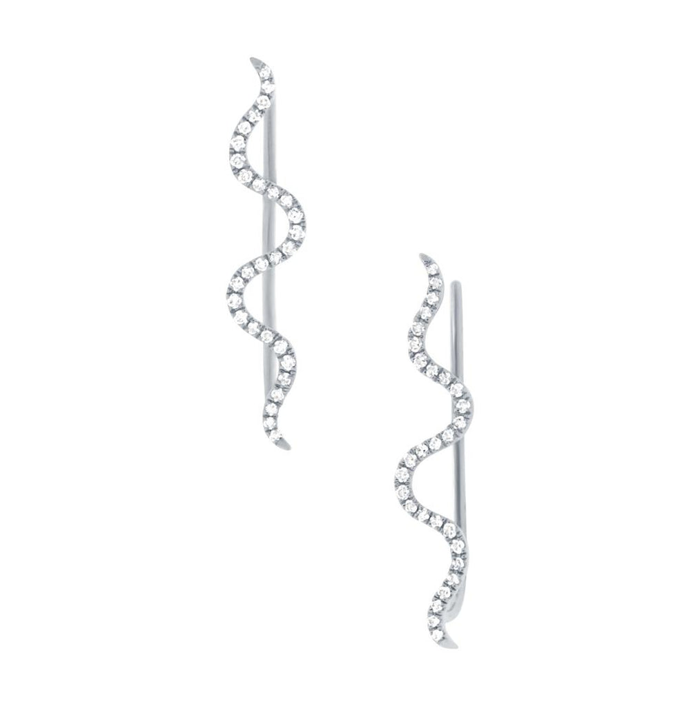 0.15 Ctw 14k White Gold Diamond Ear Crawler Earring