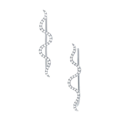 0.15 Ctw 14k White Gold Diamond Ear Crawler Earring