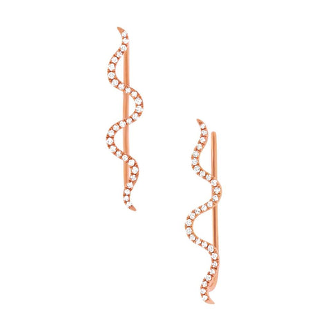 0.15 Ctw 14k Rose Gold Diamond Ear Crawler Earring