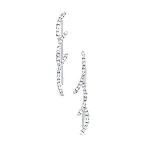 0.19 Ctw 14k White Gold Diamond Ear Crawler Earring