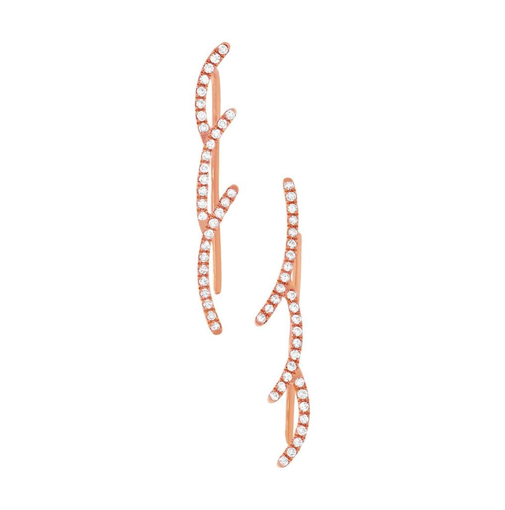 0.19 Ctw 14k Rose Gold Diamond Ear Crawler Earring