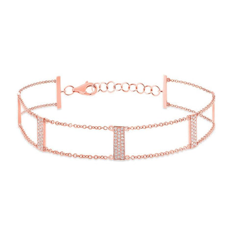 0.40 Ctw 14k Rose Gold Diamond Ladder Bracelet