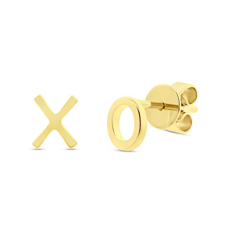 14k Yellow Gold "xo" Stud Earring