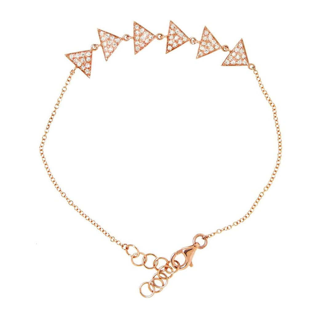 0.22 Ctw 14k Rose Gold Diamond Pave Triangle Bracelet