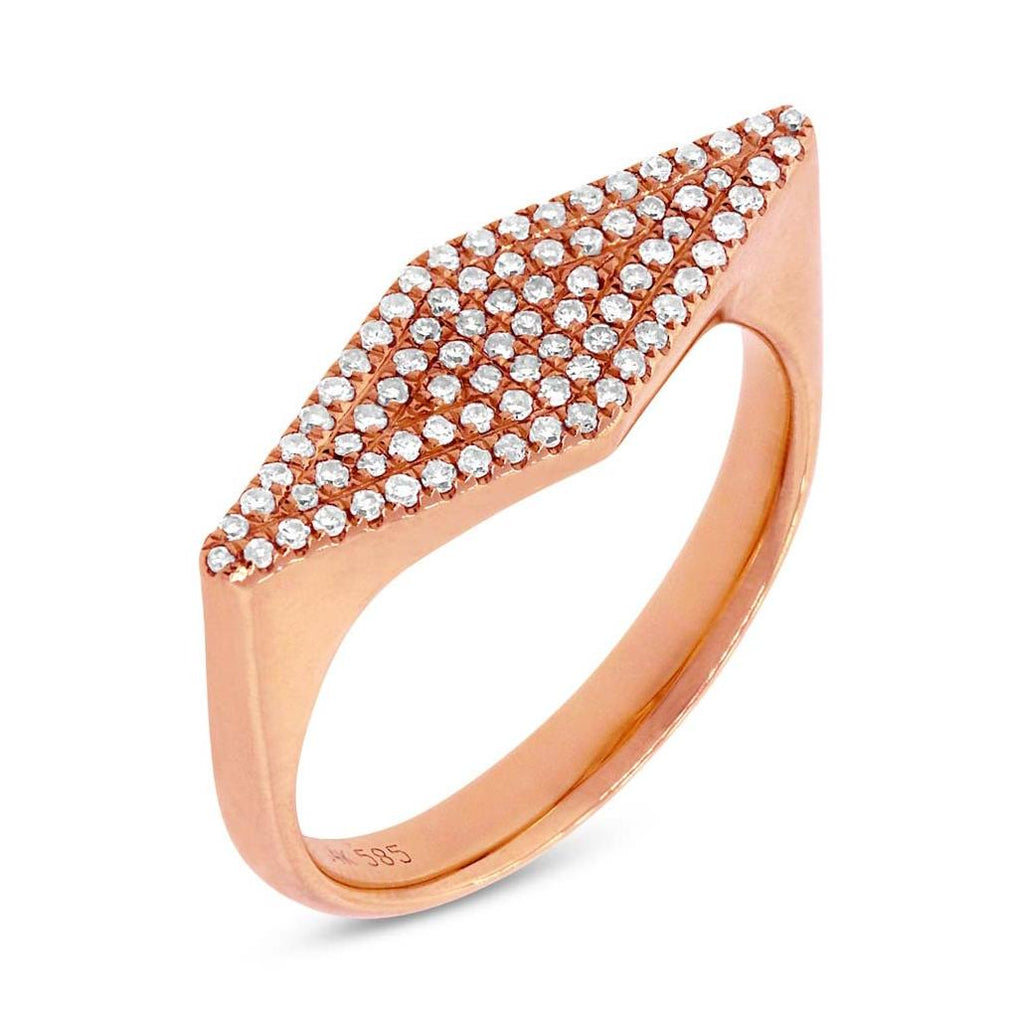 0.25 Ctw 14k Rose Gold Diamond Pave Womens Ring Size 5.5