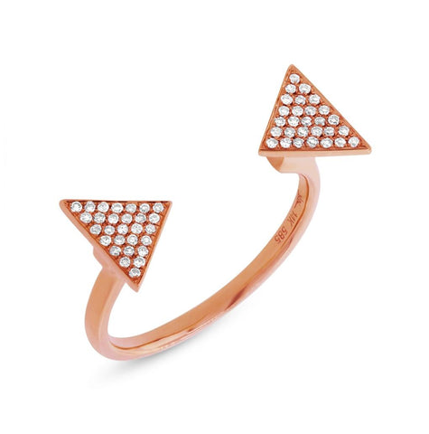 0.17 Ctw 14k Rose Gold Diamond Pave Triangle Ring