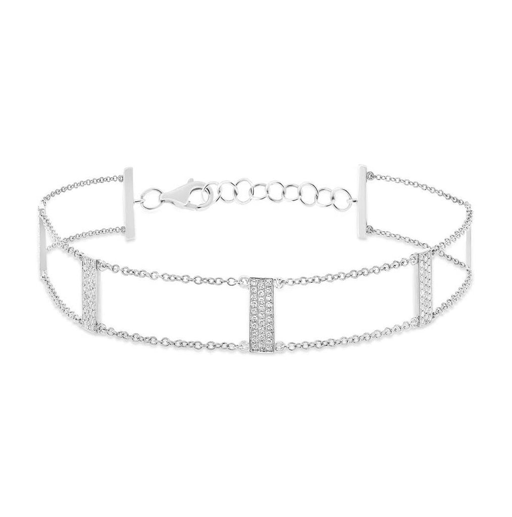 0.40 Ctw 14k White Gold Diamond Ladder Bracelet