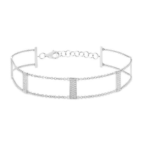 0.40 Ctw 14k White Gold Diamond Ladder Bracelet