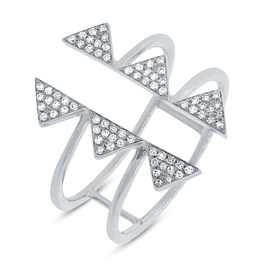 0.22 Ctw 14k White Gold Diamond Pave Triangle Ring