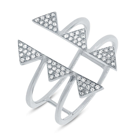 0.22 Ctw 14k White Gold Diamond Pave Triangle Ring