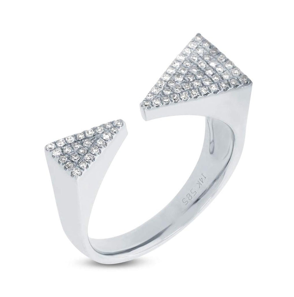 0.22 Ctw 14k White Gold Diamond Pave Triangle Ring Size 6