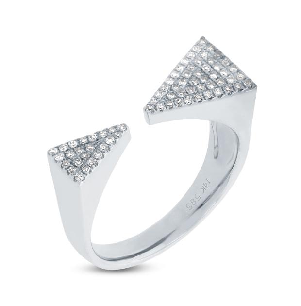 0.22 Ctw 14k White Gold Diamond Pave Triangle Ring