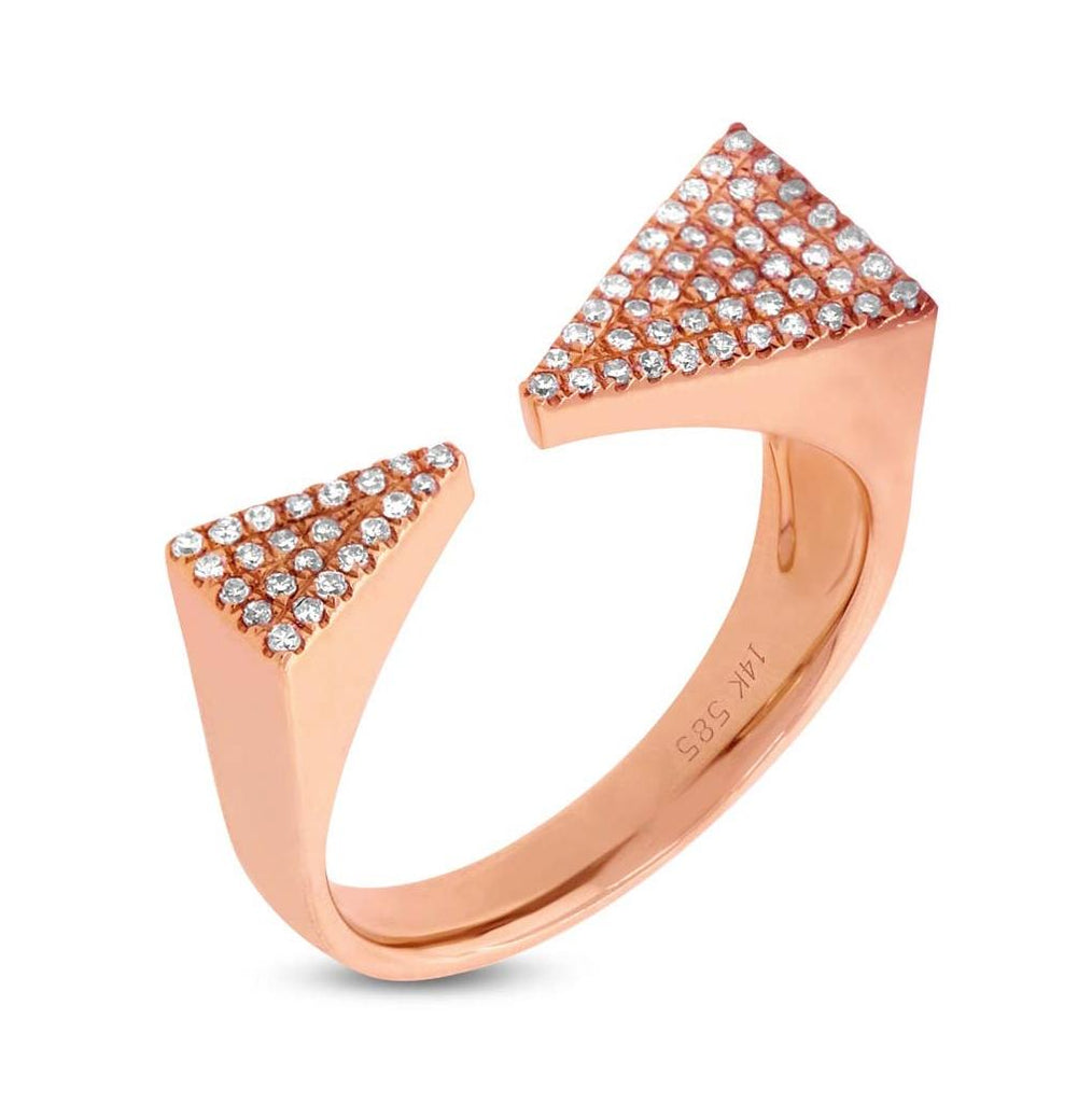 0.22 Ctw 14k Rose Gold Diamond Pave Triangle Ring Size 5