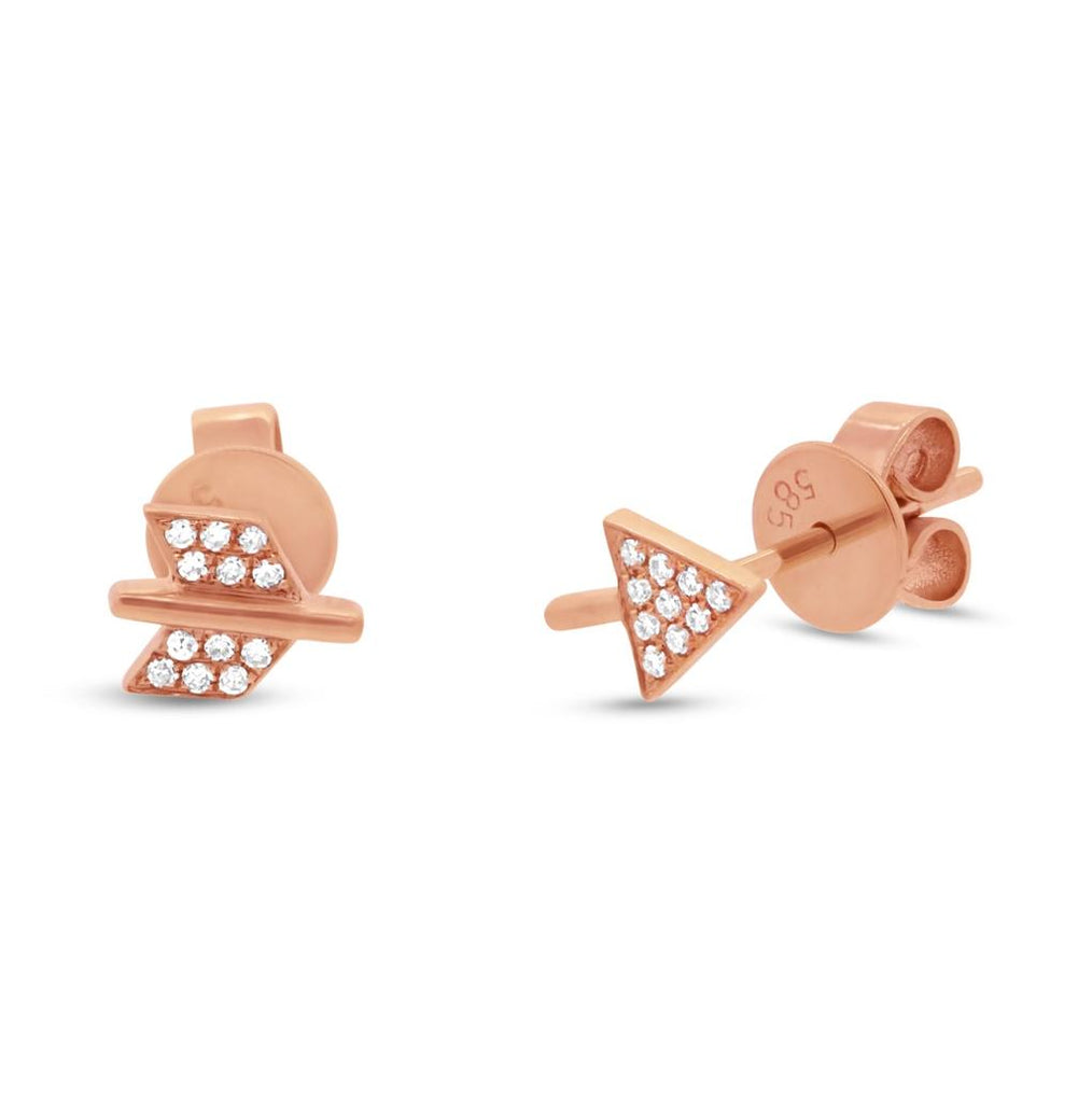 0.05 Ctw 14k Rose Gold Diamond Arrow Earring