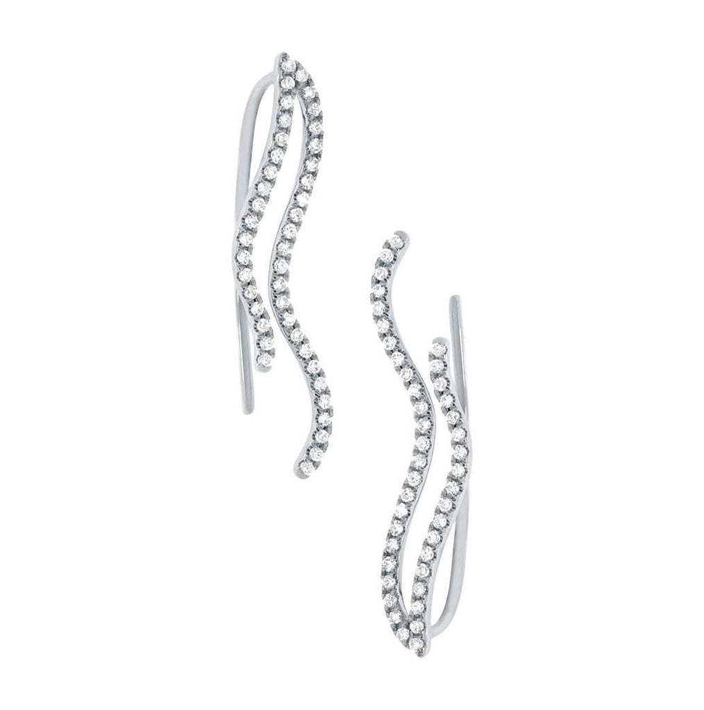 0.26 Ctw 14k White Gold Diamond Ear Crawler Earring