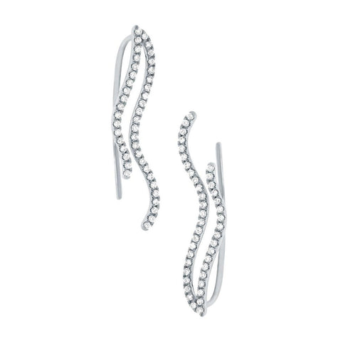 0.26 Ctw 14k White Gold Diamond Ear Crawler Earring