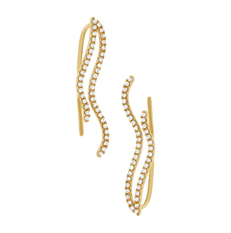 0.26 Ctw 14k Yellow Gold Diamond Ear Crawler Earring