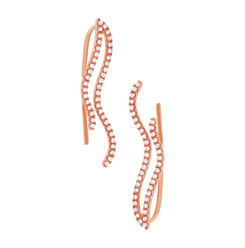 0.26 Ctw 14k Rose Gold Diamond Ear Crawler Earring