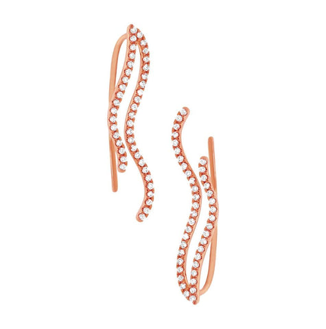 0.26 Ctw 14k Rose Gold Diamond Ear Crawler Earring