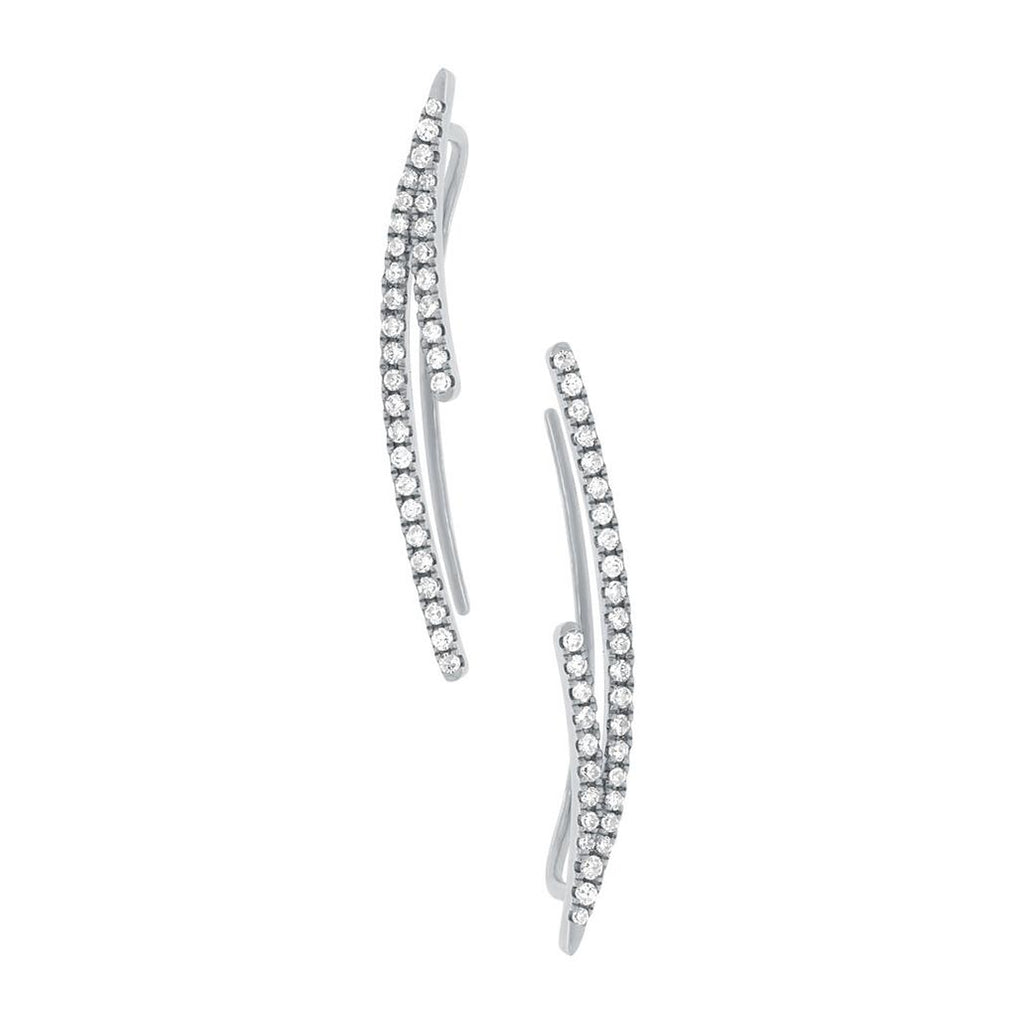 0.19 Ctw 14k White Gold Diamond Ear Crawler Earring