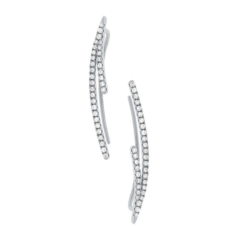 0.19 Ctw 14k White Gold Diamond Ear Crawler Earring