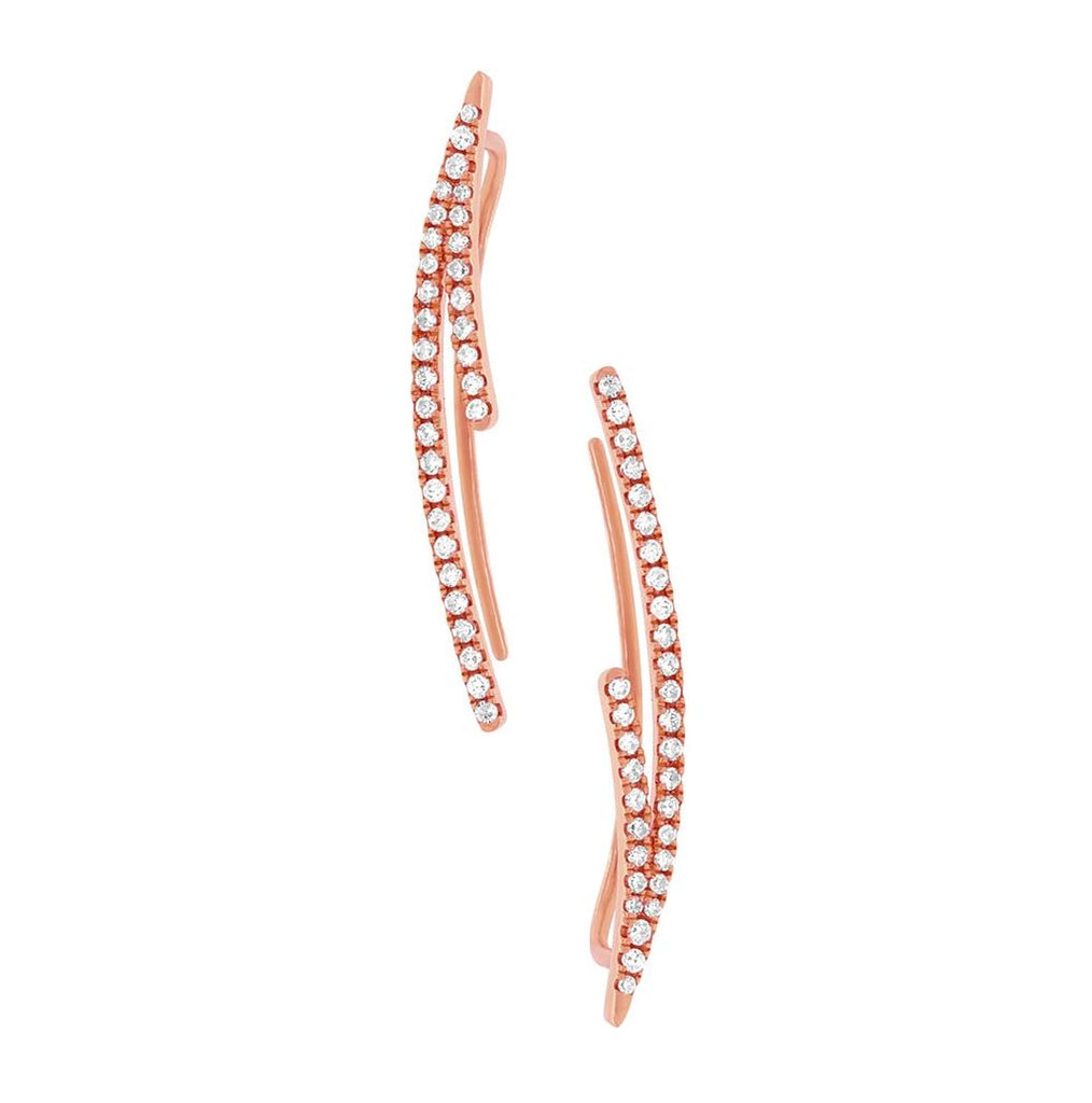 0.19 Ctw 14k Rose Gold Diamond Ear Crawler Earring