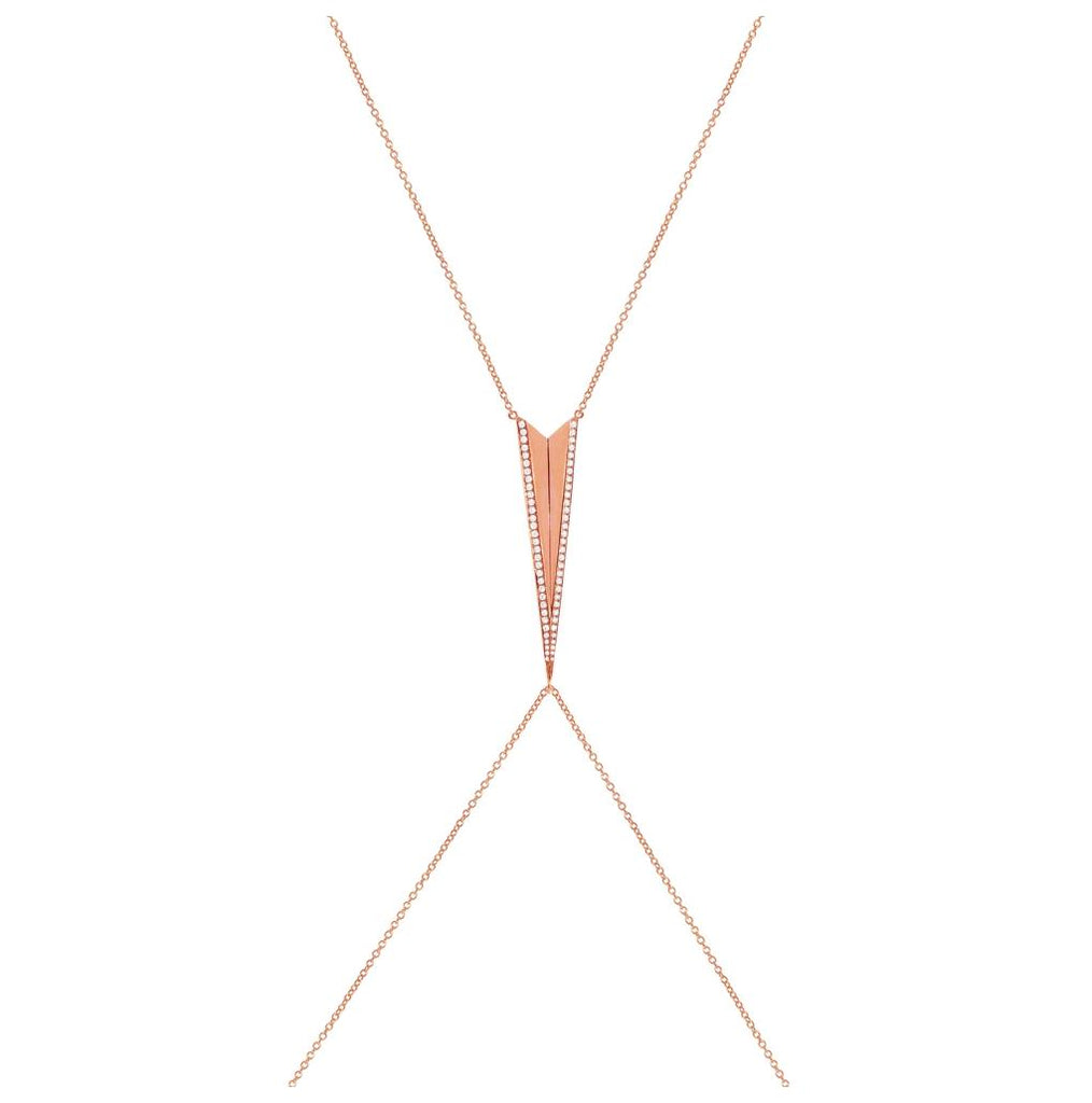 0.43 Ctw 14k Rose Gold Diamond Body Chain Necklace