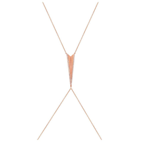 0.43 Ctw 14k Rose Gold Diamond Body Chain Necklace