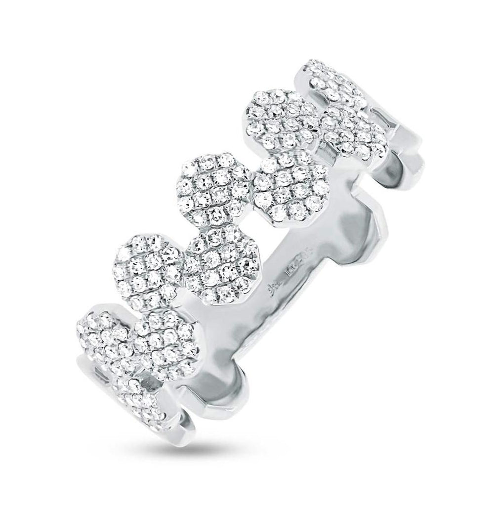 0.33 Ctw 14k White Gold Diamond Pave O Ctwagon Ring Size 5.5