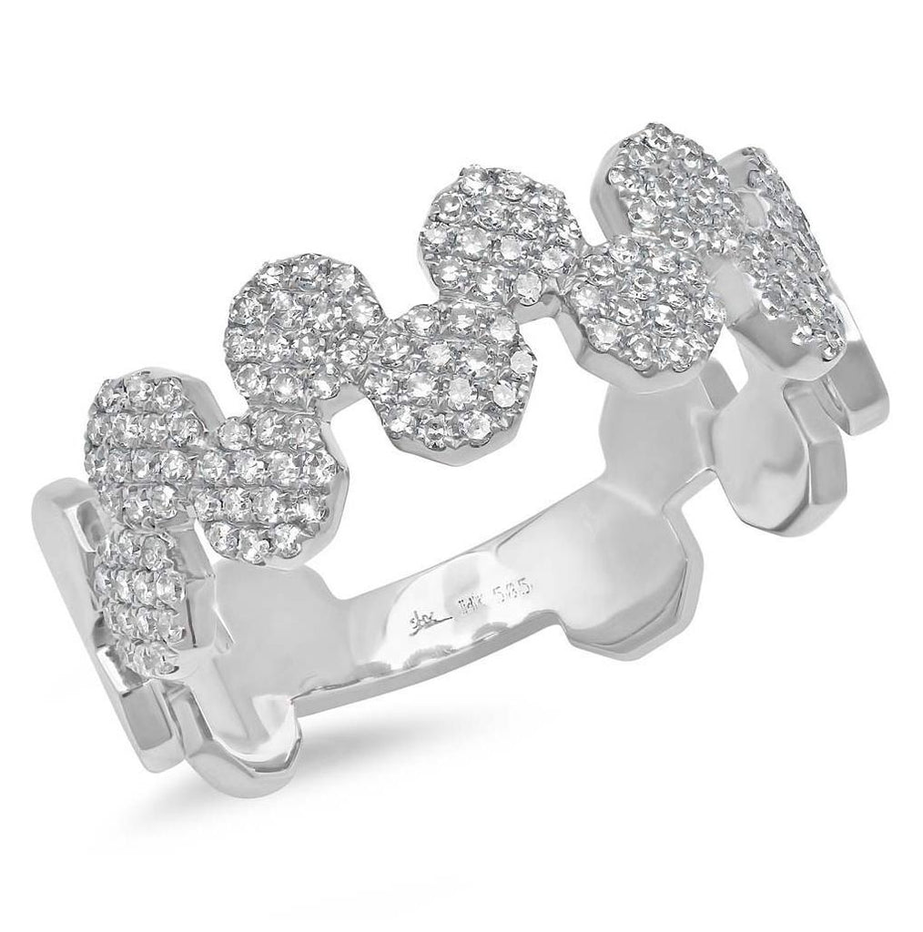 0.38 Ctw 14k White Gold Diamond Pave O Ctwagon Ring Size 9