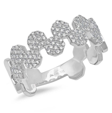 0.38 Ctw 14k White Gold Diamond Pave O Ctwagon Ring Size 9