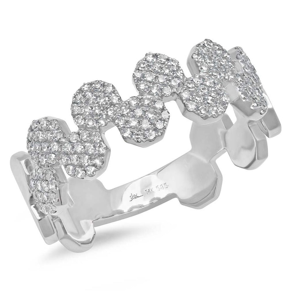 0.33 Ctw 14k White Gold Diamond Pave O Ctwagon Ring
