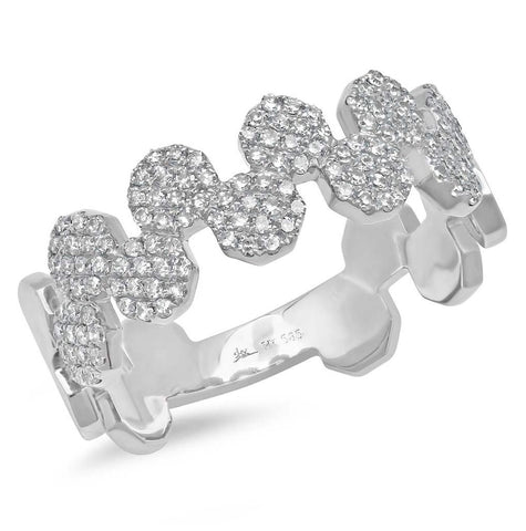 0.33 Ctw 14k White Gold Diamond Pave O Ctwagon Ring