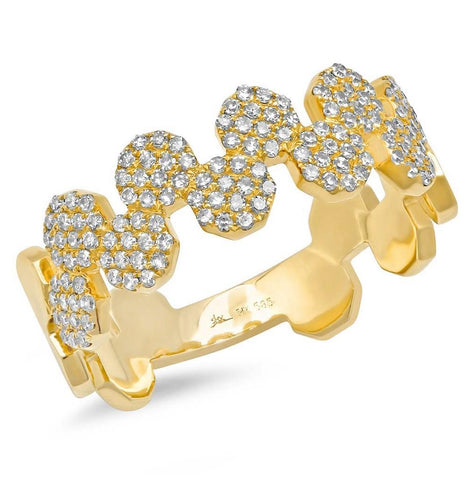 0.38 Ctw 14k Yellow Gold Diamond Pave O Ctwagon Ring Size 9