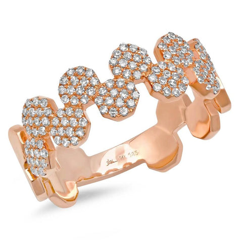 0.33 Ctw 14k Rose Gold Diamond Pave O Ctwagon Ring