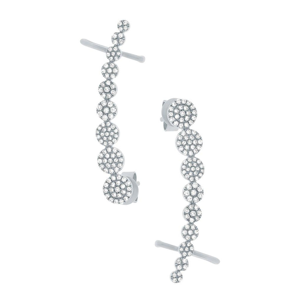 0.41 Ctw 14k White Gold Diamond Ear Crawler Earring