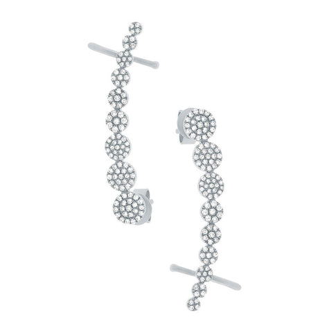 0.41 Ctw 14k White Gold Diamond Ear Crawler Earring