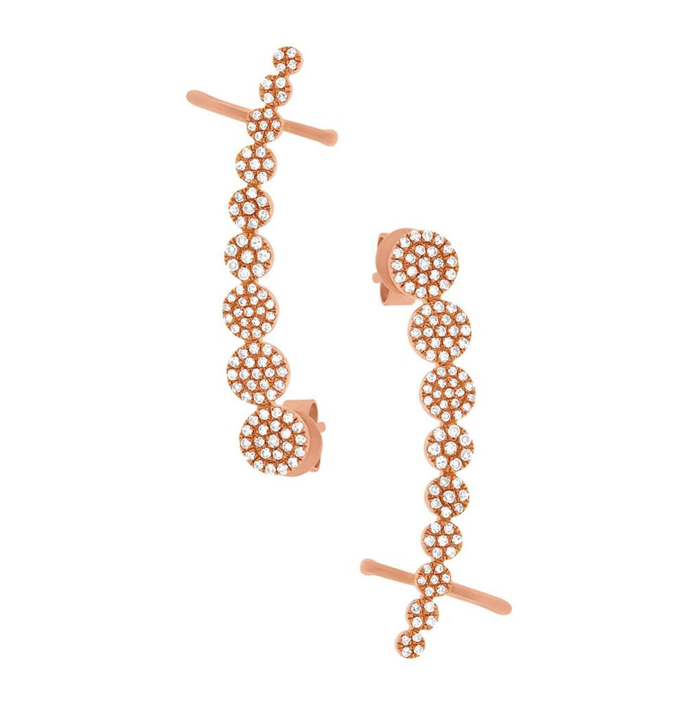 0.41 Ctw 14k Rose Gold Diamond Ear Crawler Earring