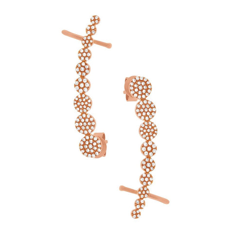 0.41 Ctw 14k Rose Gold Diamond Ear Crawler Earring