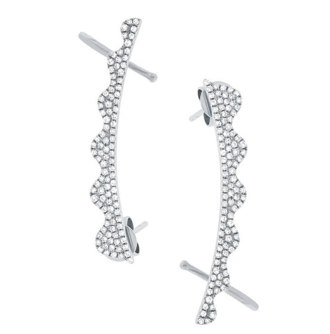 0.45 Ctw 14k White Gold Diamond Ear Crawler Earring